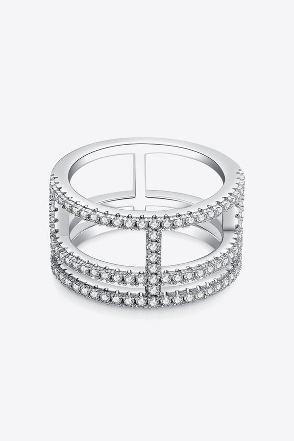 Moissanite Cutout Wide Ring-Teresa's Fashionista LLC