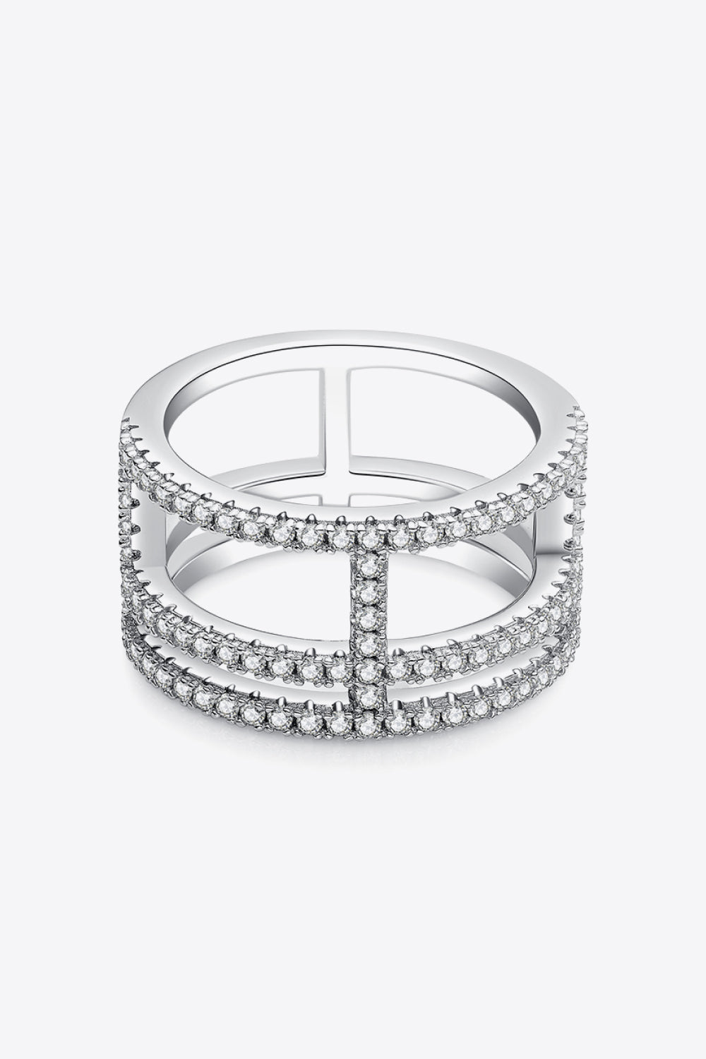 Moissanite Cutout Wide Ring-Teresa&#39;s Fashionista LLC