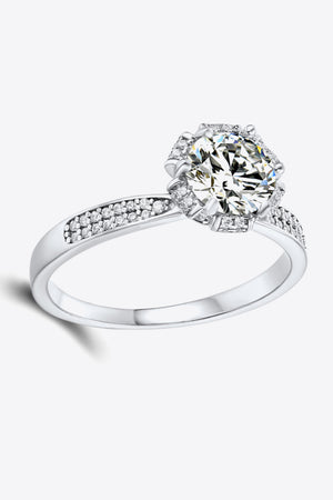 925 Sterling Silver 1 Carat Moissanite Ring-Teresa's Fashionista LLC