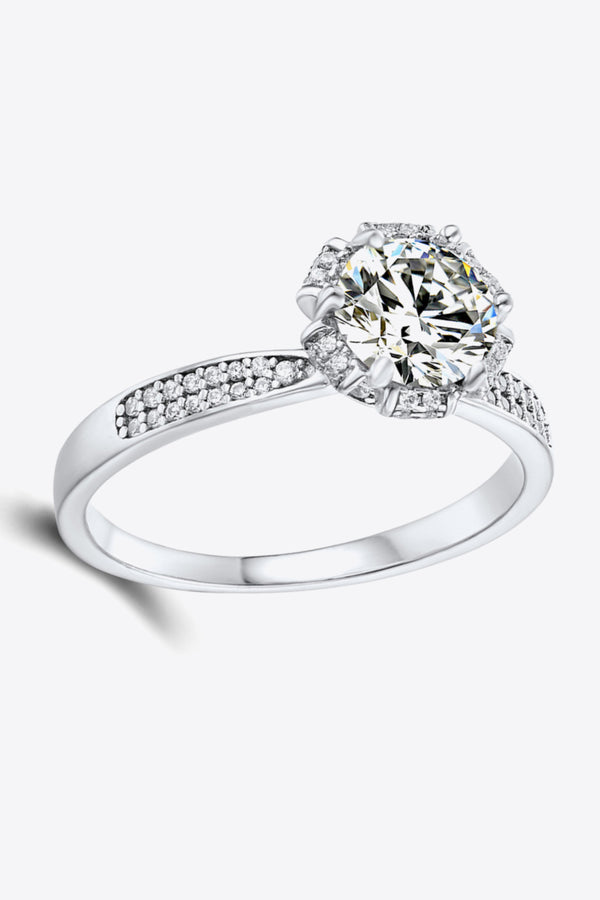 925 Sterling Silver 1 Carat Moissanite Ring-Teresa's Fashionista LLC