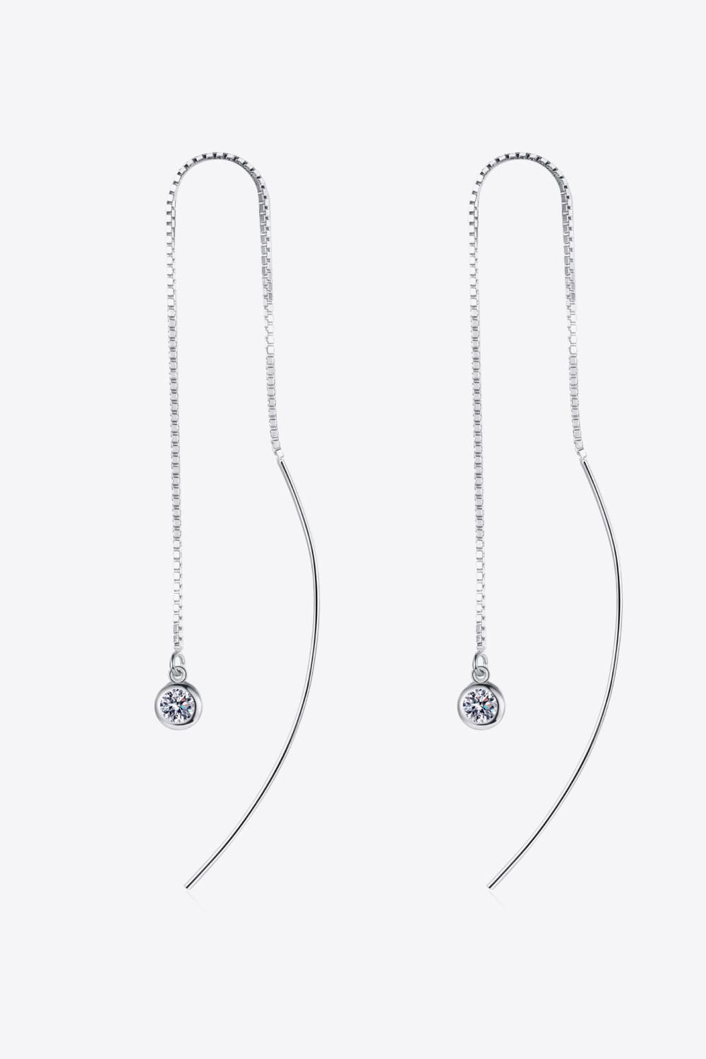 Moissanite 925 Sterling Silver Threader Earrings-Teresa's Fashionista LLC