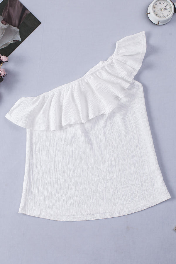 Ruffled One-Shoulder Tank-Teresa's Fashionista LLC