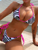 Zebra Print Halter Neck Tie Side Bikini Set-Teresa's Fashionista LLC
