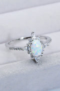 Platinum-Plated Opal and Zircon Ring-Teresa's Fashionista LLC