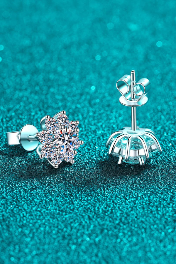 1 Carat Moissanite 925 Sterling Silver Flower Earrings-Teresa's Fashionista LLC