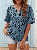 Printed Notched Neck Half Sleeve Blouse-Teresa's Fashionista LLC
