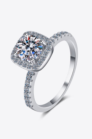 2 Carat Moissanite Square Halo Ring-Teresa's Fashionista LLC