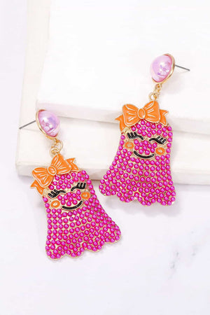 Smiling Ghost Shape Synthetic Pearl Earrings-Teresa's Fashionista LLC