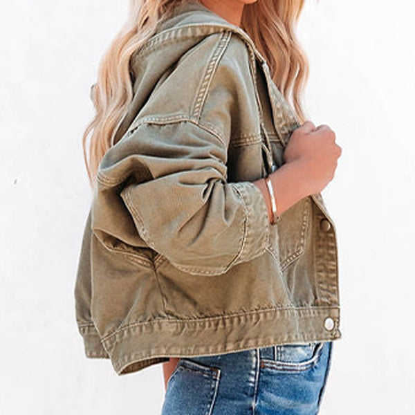 Hooded Dropped Shoulder Denim Jacket-Teresa's Fashionista LLC