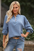 Half Button Puff Sleeve Blouse-Teresa's Fashionista LLC