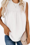 Smocked Tie Back Frill Trim Tank-Teresa's Fashionista LLC