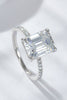 Emerald Cut 4 Carat Moissanite Side Stone Ring-Teresa's Fashionista LLC