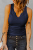 Notched Neck Ribbed Tank Top-Teresa's Fashionista LLC