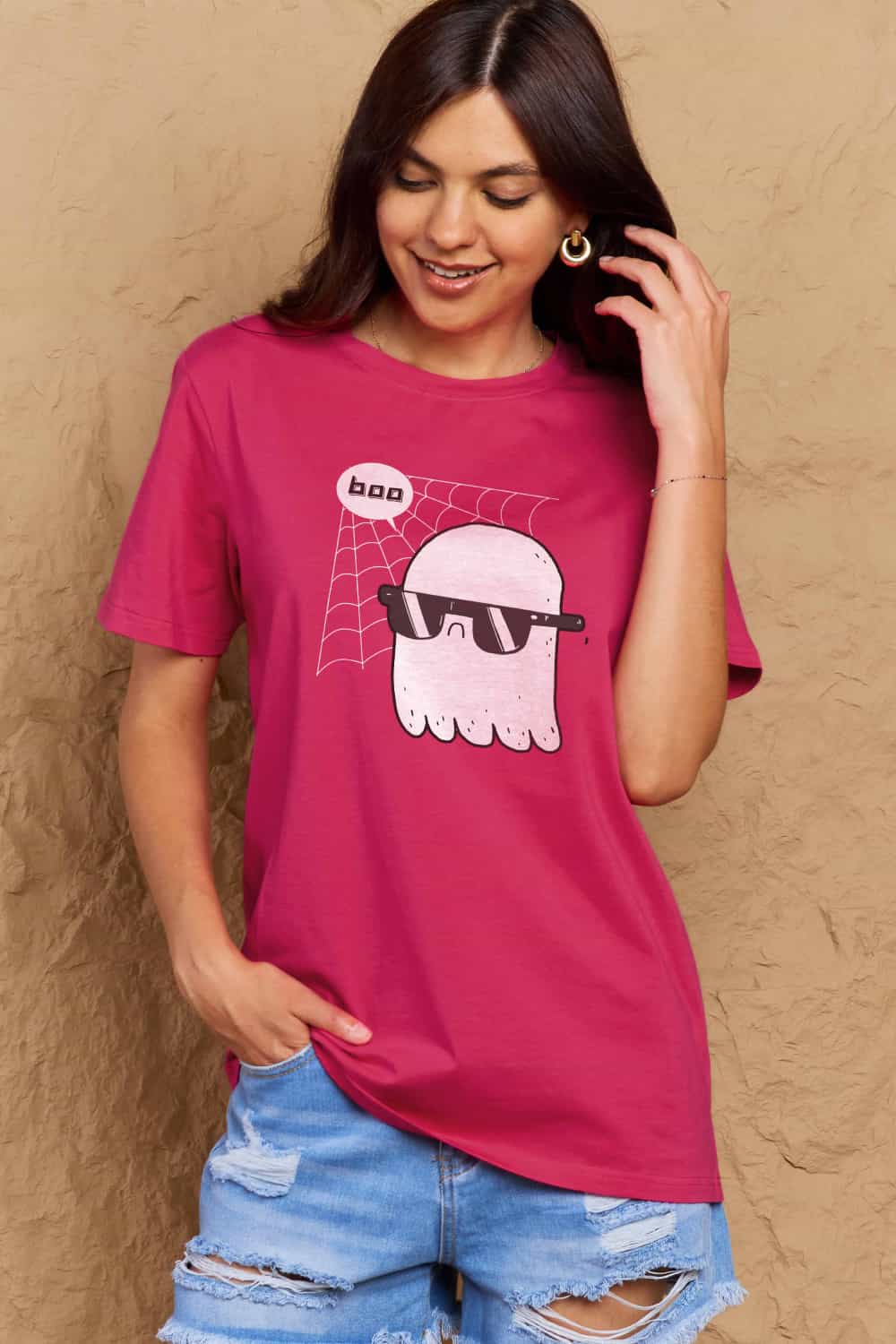 Simply Love Full Size BOO Graphic Cotton T-Shirt-Teresa&#39;s Fashionista LLC