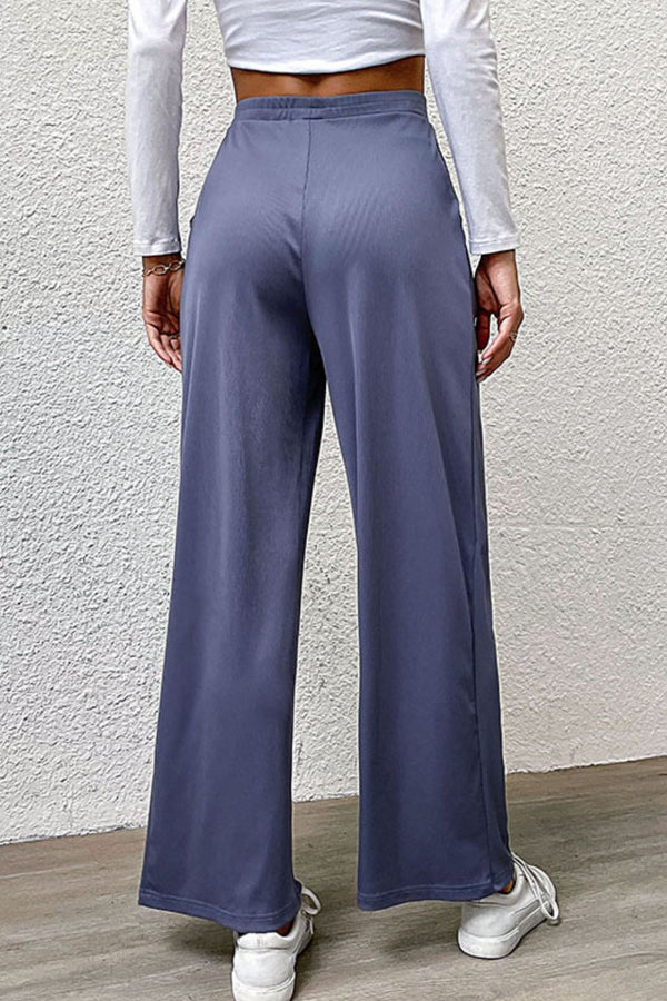 Pleated Detail Wide-Leg Pants with Pockets-Teresa's Fashionista LLC