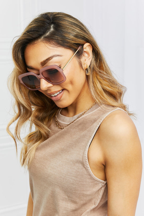 Square Metal-Plastic Hybrid Temple Sunglasses-Teresa's Fashionista LLC
