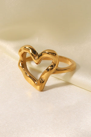 18K Gold Plated Heart-Shaped Ring-Teresa's Fashionista LLC