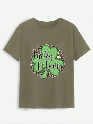 LUCKY MAMA Round Neck T-Shirt-Teresa's Fashionista LLC