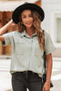 Button Front Collared Short Sleeve Shirt-Teresa's Fashionista LLC
