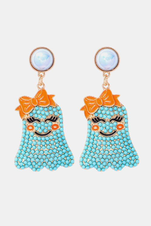 Smiling Ghost Shape Synthetic Pearl Earrings-Teresa's Fashionista LLC