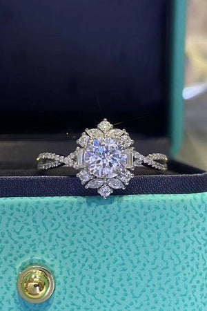 Floral 2 Carat Moissanite Crisscross Ring-Teresa's Fashionista LLC