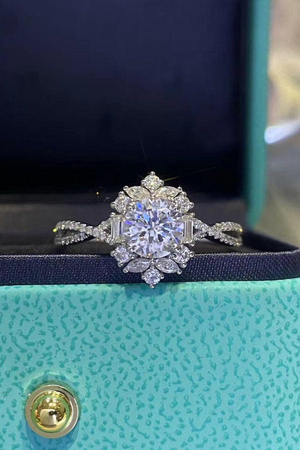 Floral 2 Carat Moissanite Crisscross Ring-Teresa's Fashionista LLC