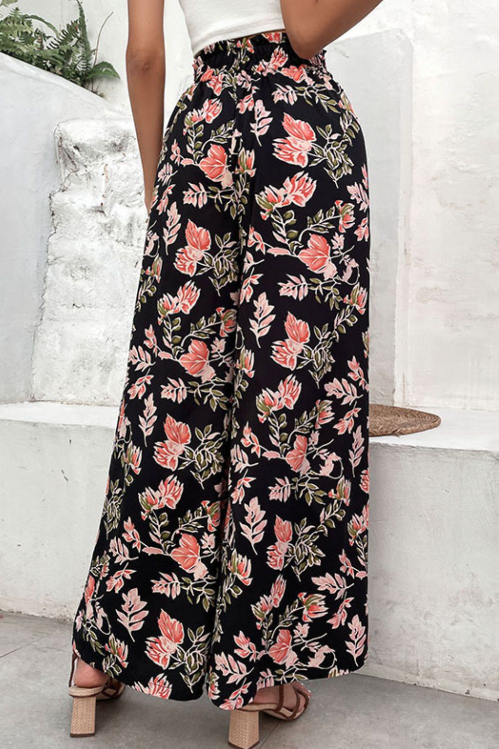 Floral Pull-On Wide Leg Pants-Teresa's Fashionista LLC
