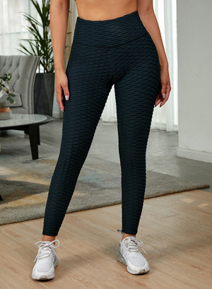 Textured High Waist Active Leggings-Teresa's Fashionista LLC