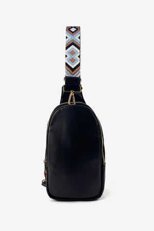 Random Pattern Adjustable Strap PU Leather Sling Bag-Teresa's Fashionista LLC