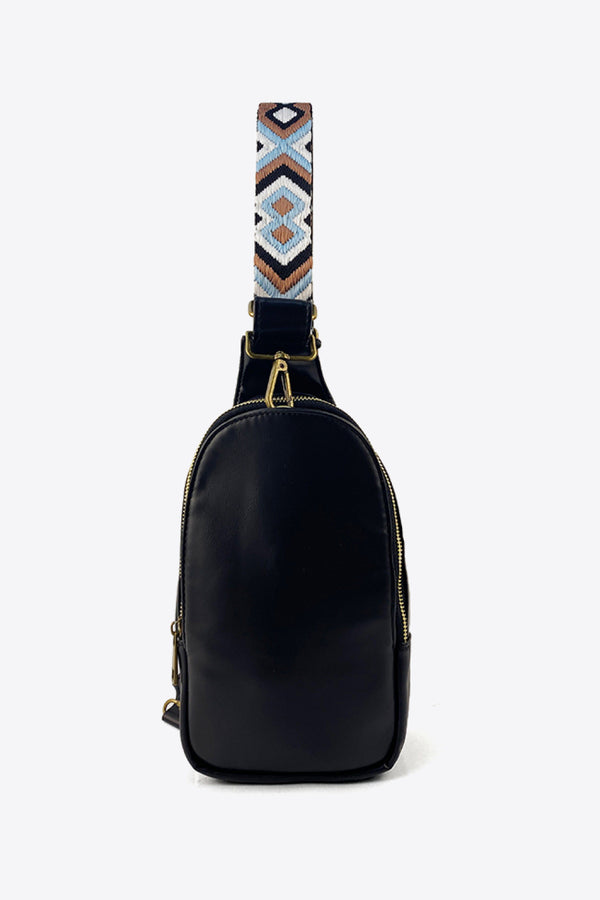 Random Pattern Adjustable Strap PU Leather Sling Bag-Teresa's Fashionista LLC