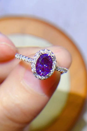 925 Sterling Silver 1 Carat Purple Moissanite Ring-Teresa's Fashionista LLC