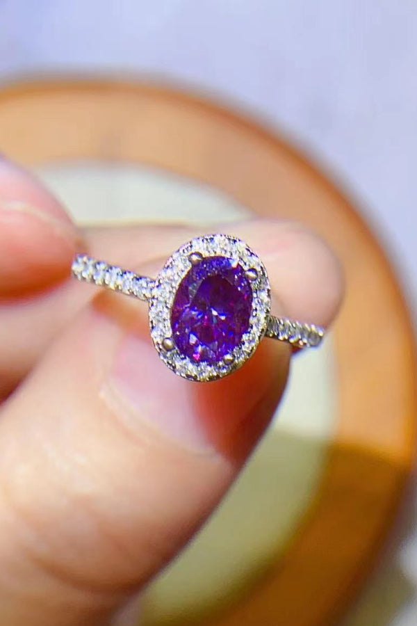 925 Sterling Silver 1 Carat Purple Moissanite Ring-Teresa's Fashionista LLC