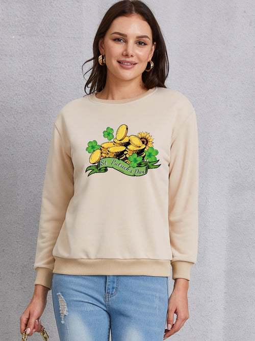 ST. PATRICK'S DAY Graphic Round Neck Sweatshirt-Teresa's Fashionista LLC