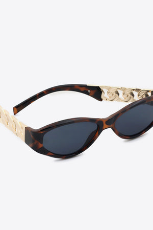 Chain Detail Temple Cat Eye Sunglasses-Teresa's Fashionista LLC