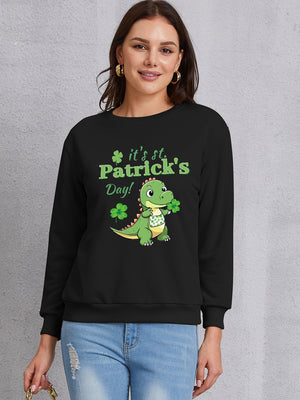 IT'S ST. PATRICK'S DAY Graphic Round Neck Sweatshirt-Teresa's Fashionista LLC