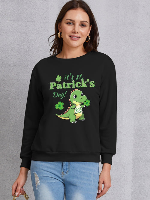 IT'S ST. PATRICK'S DAY Graphic Round Neck Sweatshirt-Teresa's Fashionista LLC