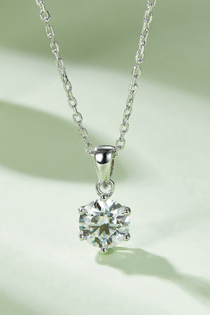 1 Carat Moissanite 925 Sterling Silver Necklace-Teresa's Fashionista LLC