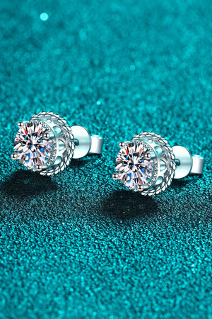 2 Carat Moissanite 925 Sterling Silver Stud Earrings-Teresa's Fashionista LLC