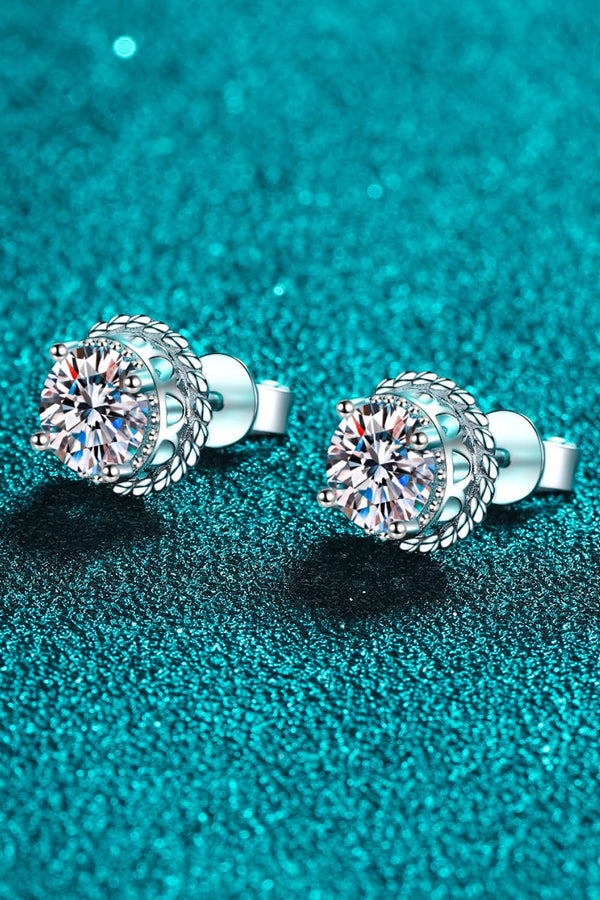 2 Carat Moissanite 925 Sterling Silver Stud Earrings-Teresa's Fashionista LLC