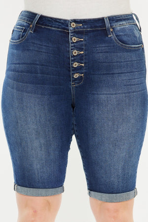 Kancan Full Size Cat's Whiskers Button Fly Denim Shorts-Teresa's Fashionista LLC