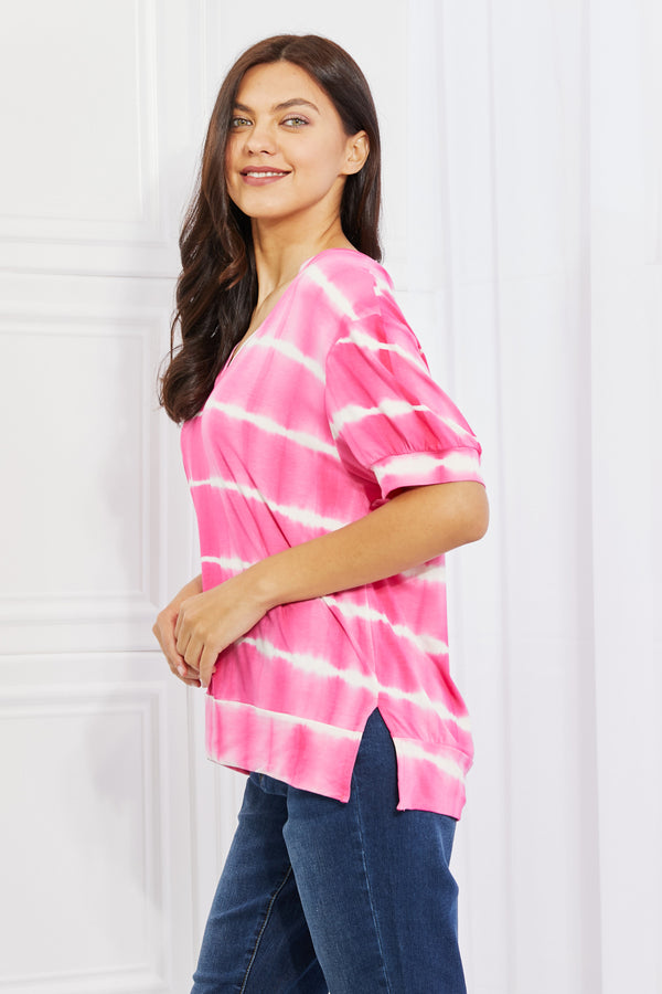 Yelete Full Size Oversized Fit V-Neck Striped Top-Teresa's Fashionista LLC