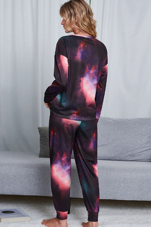 Tie-Dye Crewneck Top and Drawstring Waist Joggers Lounge Set-Teresa's Fashionista LLC