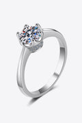 1 Carat Moissanite Rhodium-Plated Solitaire Ring-Teresa's Fashionista LLC