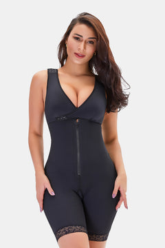 Full Size Lace Trim Shapewear with Zipper-Teresa's Fashionista LLC