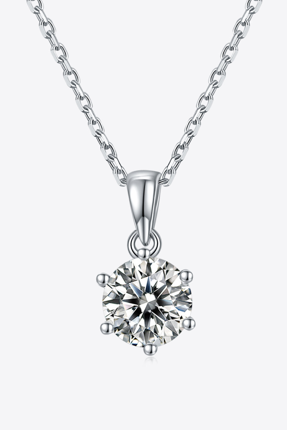 1 Carat Moissanite 925 Sterling Silver Necklace-Teresa's Fashionista LLC