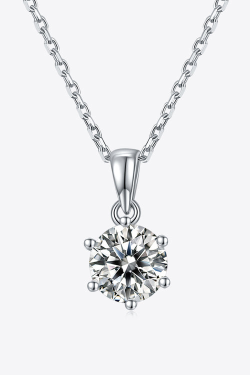 1 Carat Moissanite 925 Sterling Silver Necklace-Teresa's Fashionista LLC