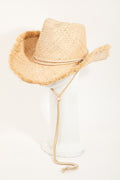 Fame Adjustable Strap Raw Hem Weave Hat-Teresa's Fashionista LLC