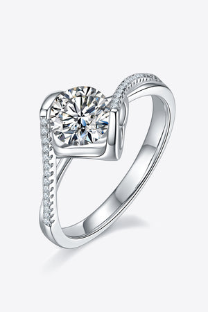 1 Carat Moissanite 925 Sterling Silver Twisted Ring-Teresa's Fashionista LLC