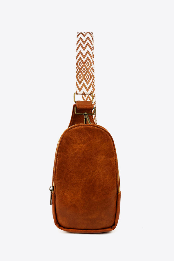 Random Pattern Adjustable Strap PU Leather Sling Bag-Teresa's Fashionista LLC