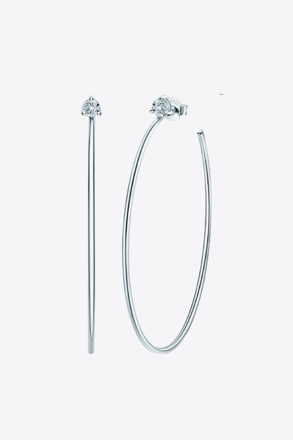 925 Sterling Silver Moissanite Hoop Earrings-Teresa's Fashionista LLC